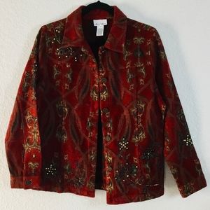 Graff Wear burgundy gold jacket with beading sz M